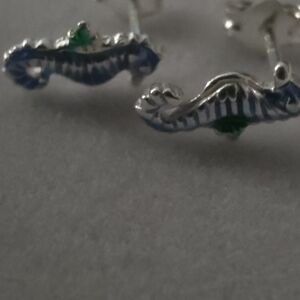 Dainty Sterling Silver 925 Seahorse Stud Earrings